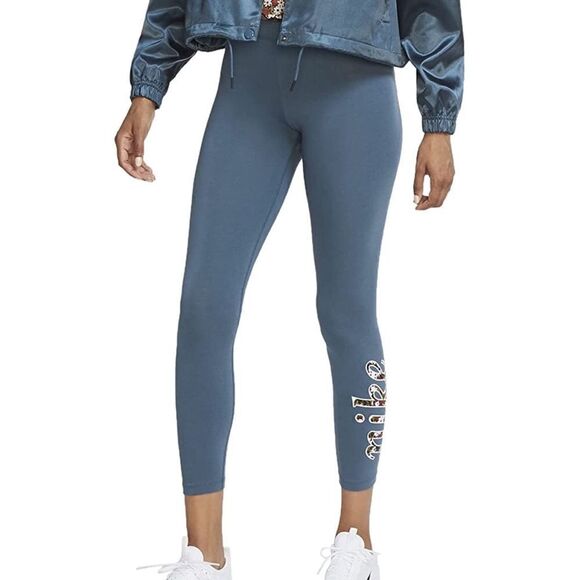 Nike Sportswear Essential Women's Teal Floral 7/8 Mid-Rise Leggings Small NWT - Picture 1 of 7